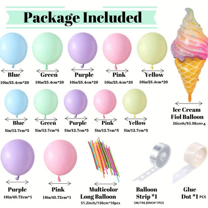 143pcs Summer Ice Cream Birthday Party Decorations