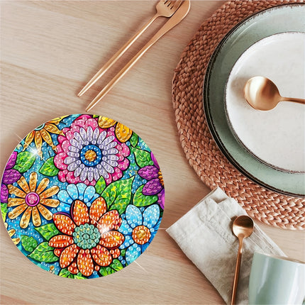 8-Pack Floral Diamond Painting Coasters