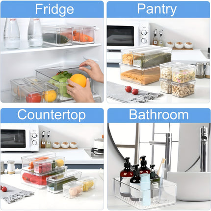 7/14pcs BPA-Free Stackable Fridge Bins