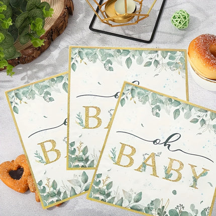 48pcs Oh Baby Golden Foil Disposable Napkins