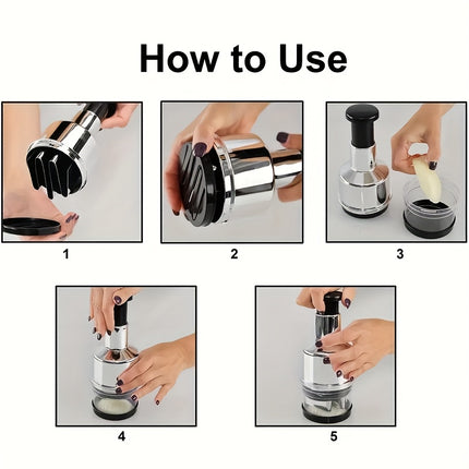 Versatile Manual Food Chopper – Stainless Steel