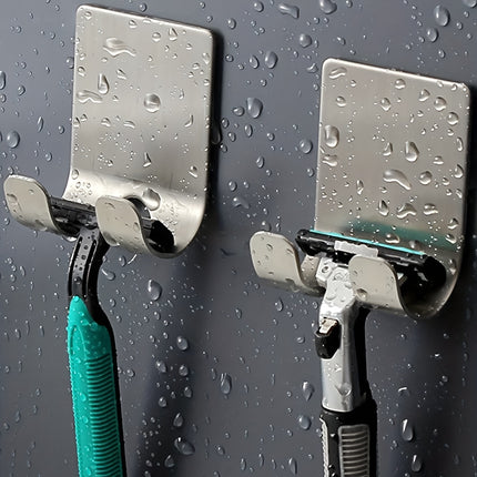 Sleek Stainless Steel Razor Holder – Punch-Free Wall Hook - Monti Bargains