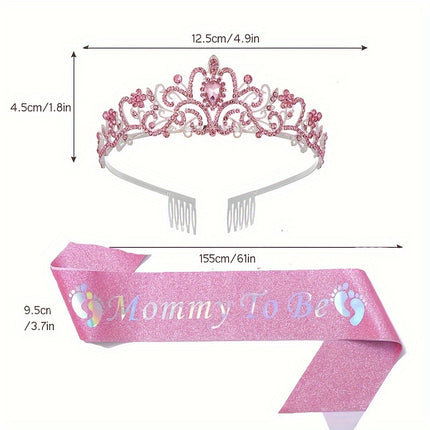 Elegant Mom-to-Be Crown & Sash Set – Celebrate in Style!