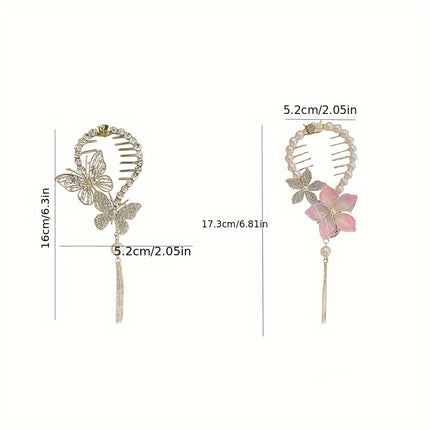 Elegant Tassel Rhinestone Claw Clips Set