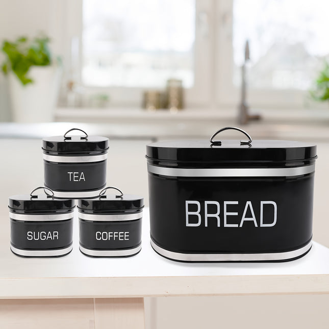 Black Metal Food Canister Set