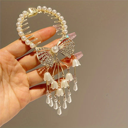 High-End Retro Rhinestone Pearl Hairpin
