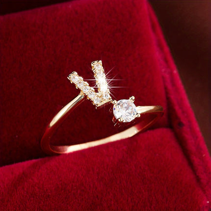 Adjustable Letter Zirconia Copper Ring