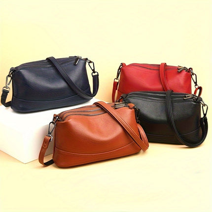 Chic Red Leather Crossbody Bag