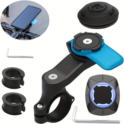 Anti-Shake Motorcycle Phone Mount – 360° Rotation Handlebar Clamp
