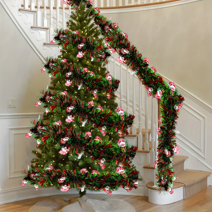 Festive Red & Green Tinsel Garland - Monti Bargains