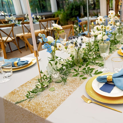 Elegant Golden Foil Mesh Table Runner
