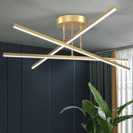60.5cm Golden LED Chandelier - 3-Light Semi Flush Mount