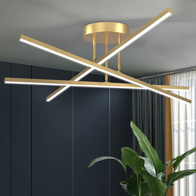 60.5cm Golden LED Chandelier - 3-Light Semi Flush Mount