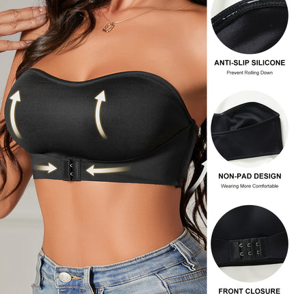 Front Buckle Strapless Bandeau