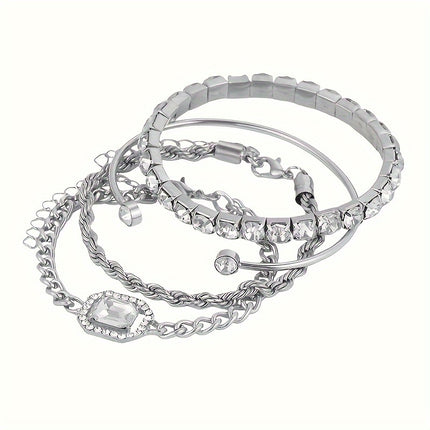 4pcs Punk Twist Chain Bracelet Set