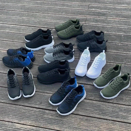 Men’s Solid White Breathable Running Shoes