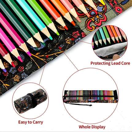 72-Color Pencil Set with Roll-Up Case