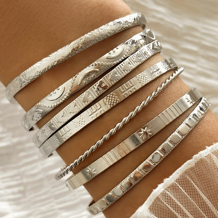 Vintage Ethnic Stacked Bracelet Set