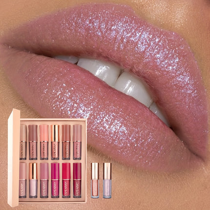 12-Color Smudge-Proof Lip Gloss Set