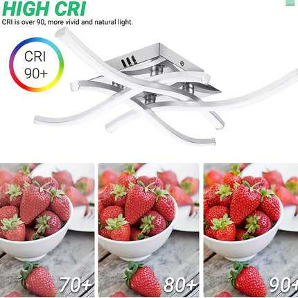 Elegant Curved LED Ceiling Light – Dimmable 28W Lamp