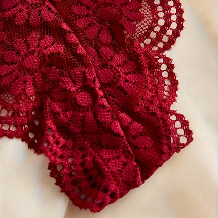 3pcs Floral Lace Bra & Panties Set