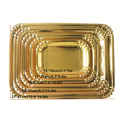 Elegant 10pcs Golden Foil Cake & Dessert Trays Set