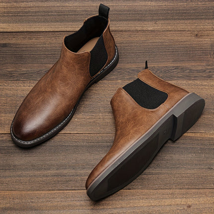 Men’s Brown Elastic Ankle Boots