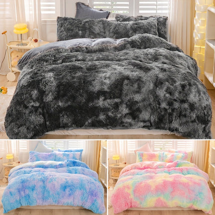 3pcs Tie-Dye Plush Duvet Set – Soft Winter Comfort