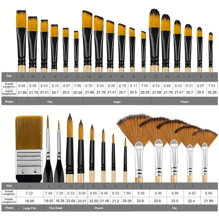32-Piece Nylon Bristle Paint Brush Set