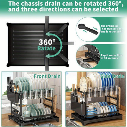 2-Tier Stainless Steel Dish Rack - Ultimate Kitchen Organizer
