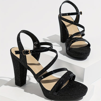 Elegant Silver Platform High-Heel Sandals