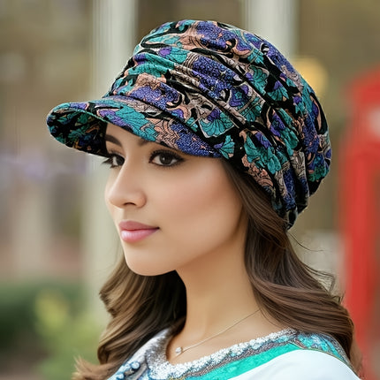 Vintage Flower Print Newsboy Hat