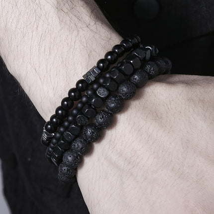 4pcs Men's Natural Stone Bracelet Set