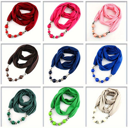 Boho Resin Bead Pendant Scarf