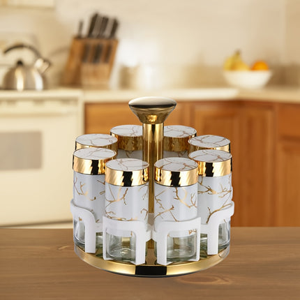 8-Piece Rotating Glass Spice Bottles Set