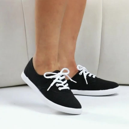 Black Canvas Lace-Up Sneakers
