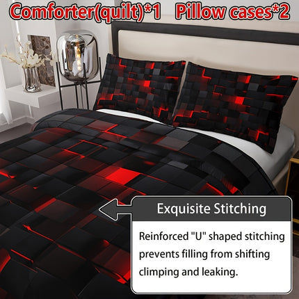 Black & Red Plaid Quilt Set - Stylish & Cozy Bedding