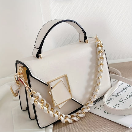 Solid Color PU Leather Crossbody