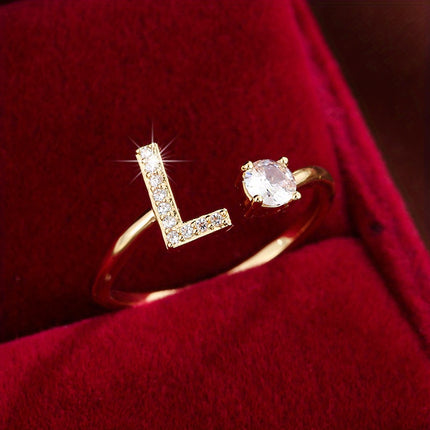 Adjustable Letter Zirconia Copper Ring