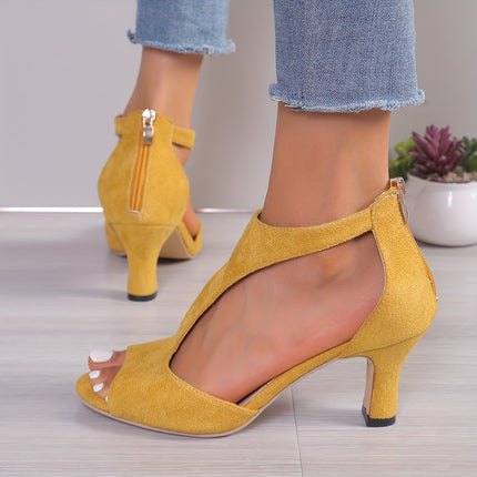 Peep Toe T-Strap High Heels
