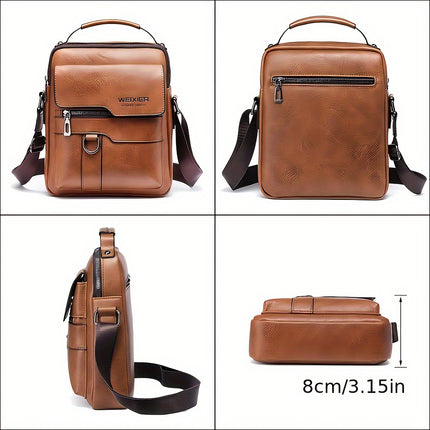 Vintage Leather Crossbody Business Bag