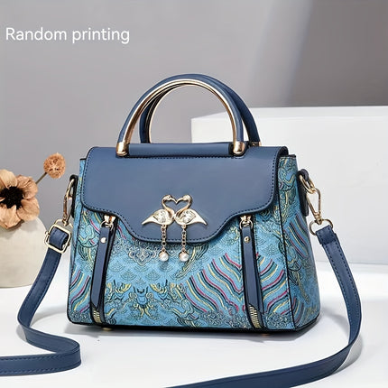 Geometric Print Faux Leather Handbag