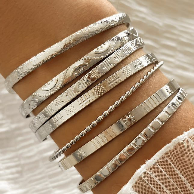 Vintage Ethnic Stacked Bracelet Set