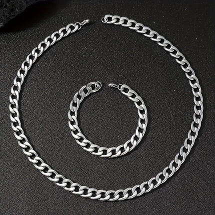 2pcs Men's 7mm Cuban Chain Set