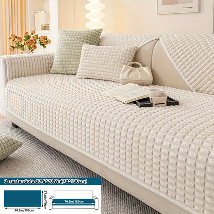Plaid Plush Sofa Cover - Warm, Soft, Pet-Friendly Protector