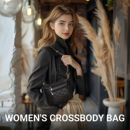 Elegant Black Faux Leather Crossbody