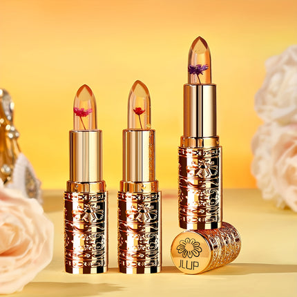 3pcs Flower-Shaped Crystal Gel Lipstick Set – Color Changing