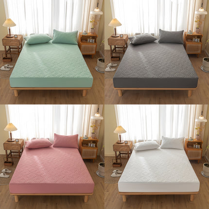 3pcs Waterproof Solid Fitted Sheet Set - 360° Coverage