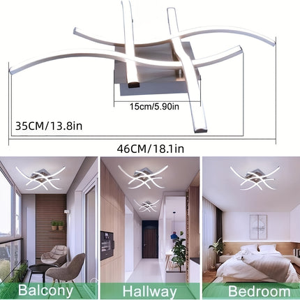 Elegant Curved LED Ceiling Light – Dimmable 28W Lamp