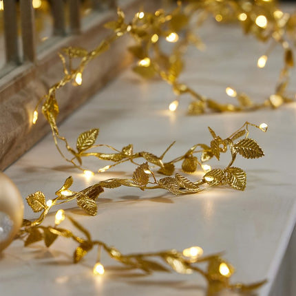 Golden Leaf String Lights - Magical Festive Ambiance 2m/6.56ft